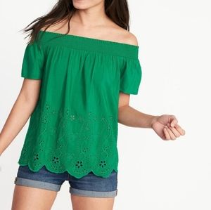 Old Navy Green Off Shoulder Top